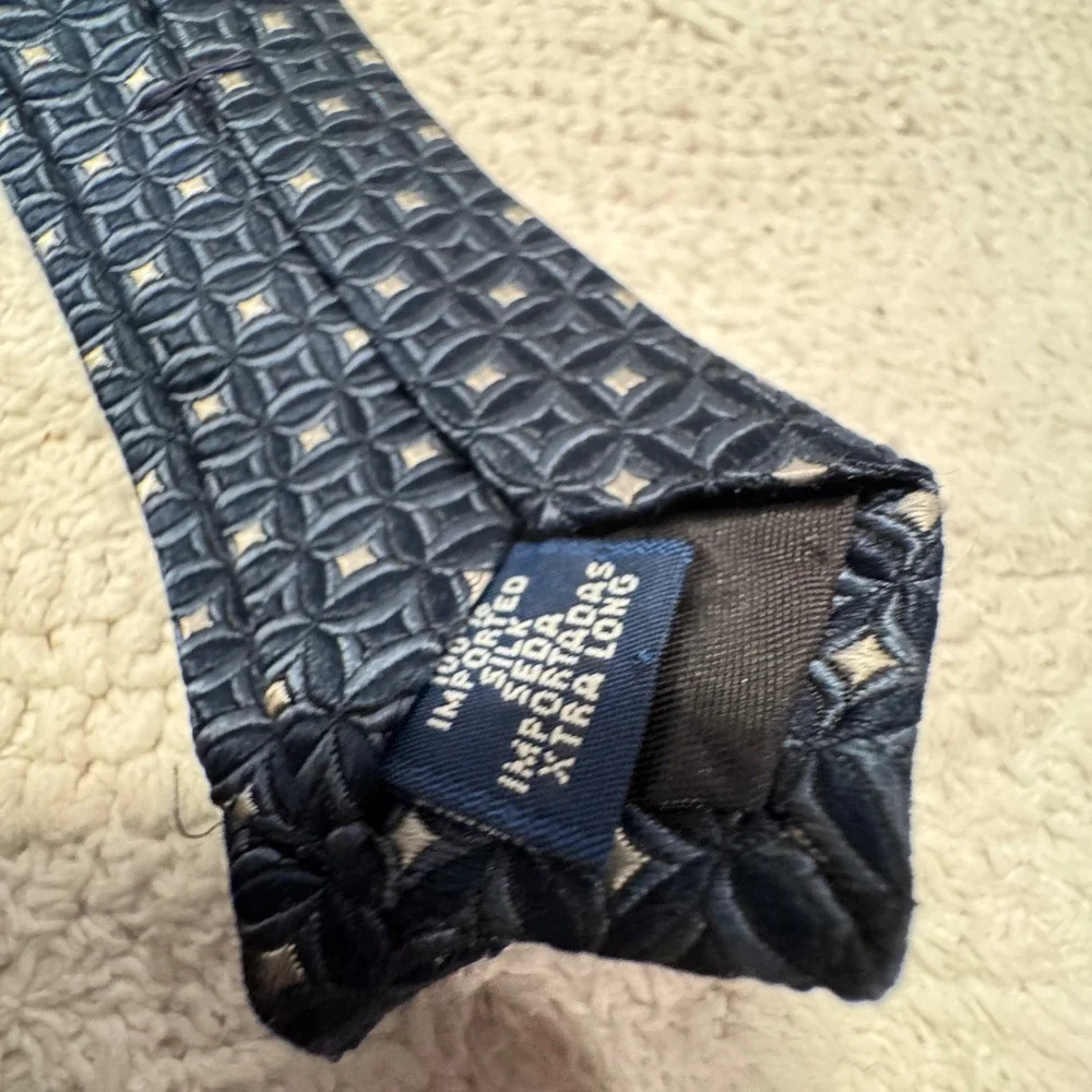 Stafford Tie Blue Geometric Silk Professional Extra Long Executive Necktie VTG